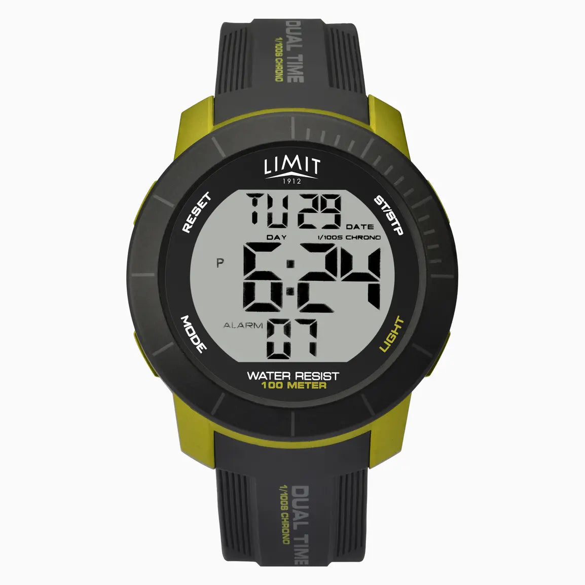 Limit Men's Watch | Black & Lime Case & Plastic Strap