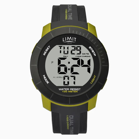 Limit Men's Watch | Black & Lime Case & Plastic Strap