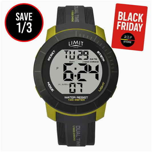 Limit Men's Watch | Black & Lime Case & Plastic Strap