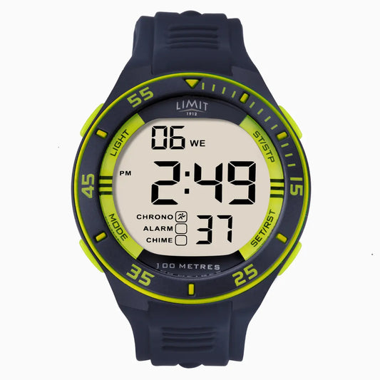 Limit Men's Watch | Navy Case & Silicone Strap with Multicoloured Dial